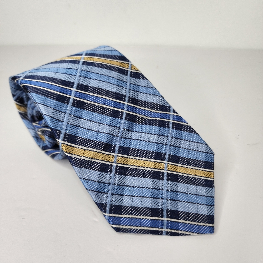 HASPEL Blue Silk Plaid Tie.